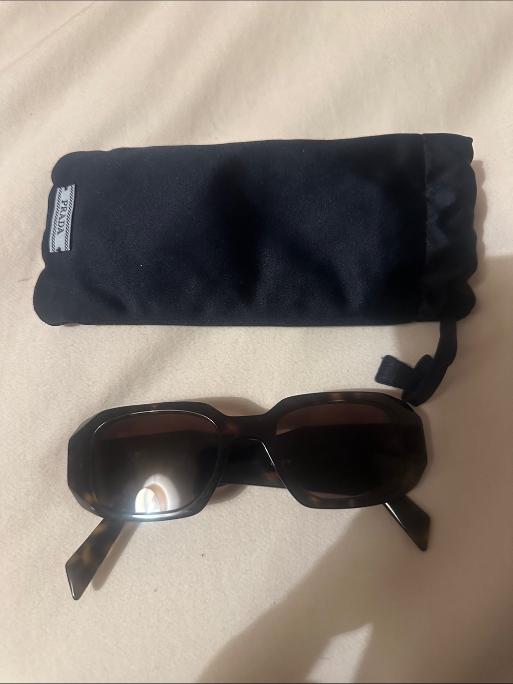 Prada Brown Tortoise Rectangular Sunglasses with Pouch